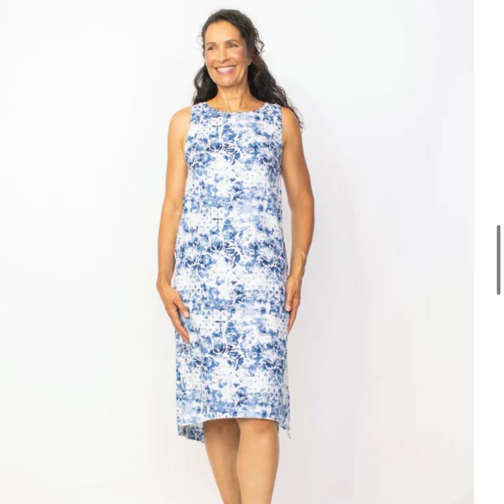 Habitat linen side button dress twilight sleeveless dress